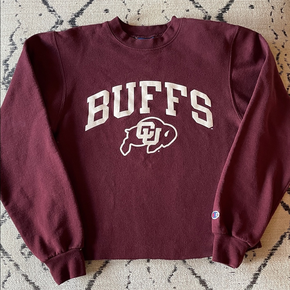 Champion CU University of Colorado Buffs Sweatshirt Burgundy, Size Women's S